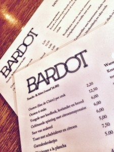 Bardot menukaart
