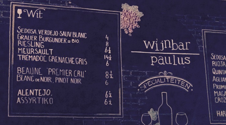 Wijnbar Paulus wijnkaart